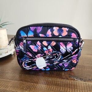 Colorful Lug Butterfly Print Quilted Crossbody Bag or Fanny Bag